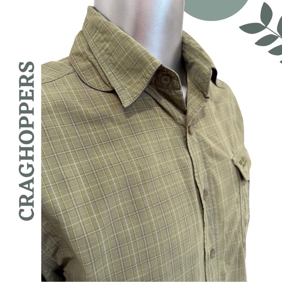 🛍️3/$40 Craghoppers Bear Grylls Long Sleeve Outdoor Shirt Green Plaid Medium - Picture 3 of 8